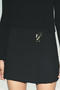 casual non-stretch 3 colors metal decor high-waist skort_Black