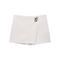 casual non-stretch 3 colors metal decor high-waist skort_Black_White