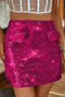 sexy non-stretch 7-colors solid color slim-fit sequins mini skirt_Black_Red_Magenta