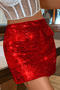 sexy non-stretch 7-colors solid color slim-fit sequins mini skirt_Black_Red