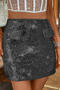 sexy non-stretch 7-colors solid color slim-fit sequins mini skirt_Black