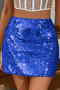 sexy non-stretch 7-colors solid color slim-fit sequins mini skirt_Black_Red_Magenta_Blue