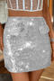 sexy non-stretch 7-colors solid color slim-fit sequins mini skirt_Black_Red_Magenta_Blue_Gold_Silver