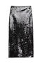 casual non-stretch 4 colors sequin decor high-waist slit midi skirt_Black