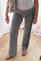 casual slight stretch letter stripe printing drawstring pants_Gray