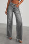casual plus-size non-stretch solid color wide-leg jeans_Black_Gray