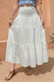 stylish vacation slight stretch 5 colors smocked maxi skirt_Black_White