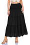 stylish vacation slight stretch 5 colors smocked maxi skirt_Black