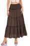 stylish vacation slight stretch 5 colors smocked maxi skirt_Black_White_Dark Green_Dark Blue_Brown