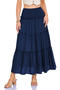 stylish vacation slight stretch 5 colors smocked maxi skirt_Black_White_Dark Green_Dark Blue