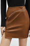stylish slight stretch pu zip-up all-match mini skirt_Black_Brown