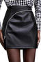 stylish slight stretch pu zip-up all-match mini skirt_Black
