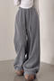 casual non-stretch solid color corduroy fabric high-waist wide-leg pants_Black_White_Gray