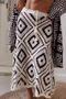 casual non-stretch mid-waist knitted plaid midi skirt_White