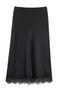 casual non-stretch high-waist lace trim midi skirt(size run small)_Black