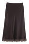 casual non-stretch high-waist lace trim midi skirt(size run small)_Black_Brown