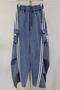 casual non-stretch letter printing drawstring high-waist pants(size run small)_Gray_Dark Gray_Blue