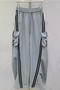 casual non-stretch letter printing drawstring high-waist pants(size run small)_Gray