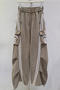 casual non-stretch letter printing drawstring high-waist pants(size run small)_Gray_Dark Gray_Blue_Khaki
