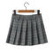 casual non-stretch plaid print pleated mini skirt with lining_Gray