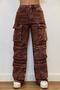 stylish plus-size slight stretch 4-colors rhinestone decor cargo  jeans_Black_Gray_Blue_Brown