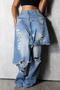 stylish plus size slight stretch splicing hole design mid waist jeans_Black_Sky Blue_Blue