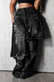 stylish plus size slight stretch splicing hole design mid waist jeans_Black