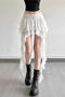 casual slight stretch solid color high-waist irregular maxi skirt new add colors_Black_White
