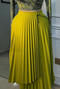 casual plus size non-stretch solid color pleated high waist maxi skirt_Light Green