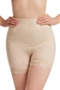 plus size lace stitching mesh see through sexy breathable shaping shorts (with sponge mats)_Black_Beige