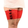 xs-3xl 1 pair lace embroidered bowknot decorate with two rows of non-slip silicone stretch plus-size thigh sock cover_Black_White_Red