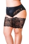 xs-3xl 1 pair lace embroidered with two rows of non-slip silicone stretch plus-size thigh sock cover#2#_Black