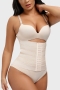new solid color breasted high elastic sports breathable plus-size waist trainer_Black_Beige