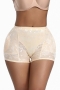 m-4xl new solid color hip shaper sponge pad mesh lace breathable plus-size panties_Black_Beige
