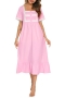 new solid color lace decorate ruffle stretch princess dress plus-size nightdress homewear_White_Sky Blue_Pink