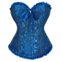 s-6xl sexy lingerie new 2 colors single breasted lace-up lace slim with boned satin ruffle plus-size body sculpting corset(with g-string)_Dark Blue