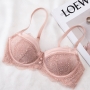four colors non-removable shoulder strap lace push up breathable bra_Black_Red_Pink