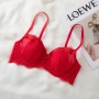 four colors non-removable shoulder strap lace push up breathable bra_Black_Red