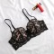 two colors lace underwire detachable shoulder straps push up bra_Black