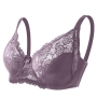 five colors lace spliced underwire non-removable shoulder strap push up breathable bra_Black_White_Purple