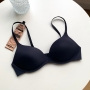 nine colors non-removable shoulder strap underwire-free sexy bra_Black
