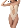 s-4xl four colors plus-size wedding evening dress invisible strap bra bodysuit deep v backless corset_Black_White_Beige
