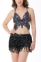 sexy lingerie 9 colors new butterfly lace-up tassel sequin with pads skirt set sexy dance performance stage costumes(no panties)_Black_Purple_Red_Sky Blue_Pink_Orange_Multicolor