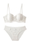 new 3 colors mesh bow embroidery bunny ears shape pads bra sets(with underwire)_Black_White
