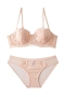 new 3 colors mesh bow embroidery bunny ears shape pads bra sets(with underwire)_Black_White_Pink