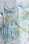 summer new 5 colors satin thin sling batch printing three-piece set sleepwear(with bag)_Black_Sky Blue