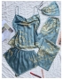 summer new 5 colors satin thin sling batch printing three-piece set sleepwear(with bag)_Black_Sky Blue_Blue