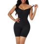 s-3xl new plus-size 3 colors sling seamless shapewear bodysuit_Black