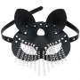 one pc new 5 colors allure leather party masquerade metal chain tassel rivet sexy cat rabbit mask (length:22cm)_Black
