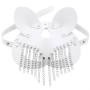 one pc new 5 colors allure leather party masquerade metal chain tassel rivet sexy cat rabbit mask (length:22cm)_Black_White
